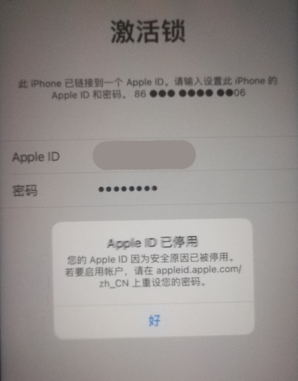 拉萨苹果手机维修分享iPhone 12 出现提示“Apple ID 已停用”怎么办 