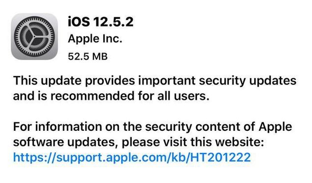拉萨苹果手机维修分享iOS12.5.2发布，建议所有老苹果用户安装 